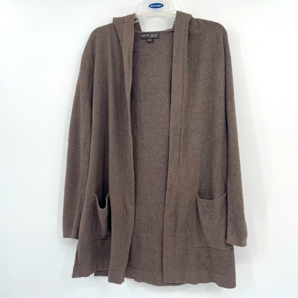 Barefoot Dreams Hooded Cardigan – Brown, XS/S, Boho Oversized Fit